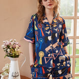 Cute Cartoon Animal Print Short Loungewear Set