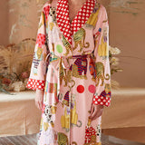 Dressing Leopard Print Silk Robe Set