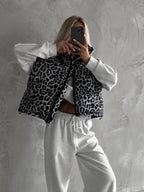 Stand Collar Leopard Cardigan