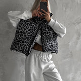 Stand Collar Leopard Cardigan