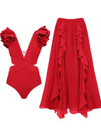 3D Floral Shoulder Embellished Cutout Swimsuit