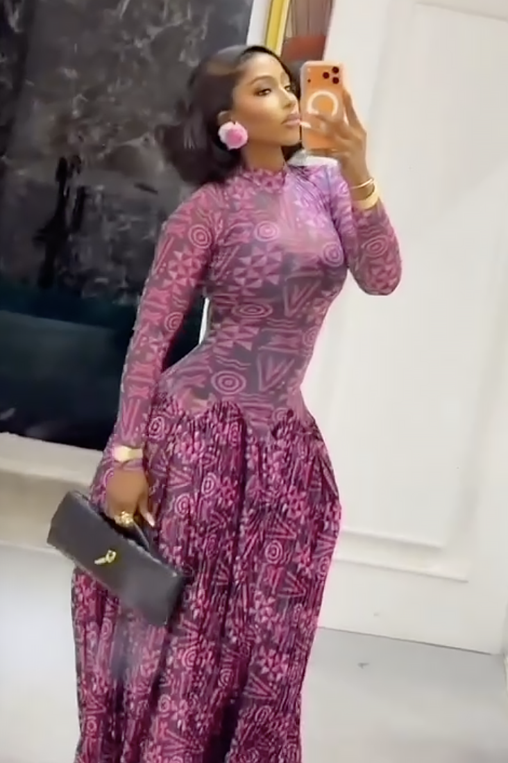 Geometric Print High Neck Dress