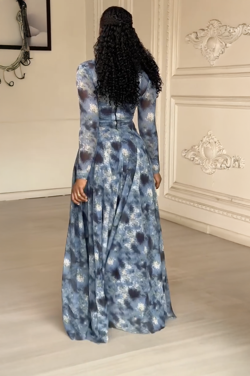 Lyric Dye Blue Abstract Dress