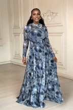 Lyric Dye Blue Abstract Dress