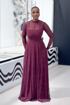 Amethyst Wave Mesh Maxi Dress