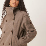Double Breasted Wool Blend Short Coat