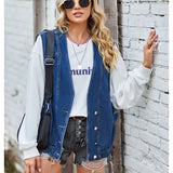 Button-Up Casual Denim Vest Jacket
