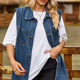 Chic Sleeveless Denim Vest