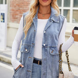 Trendy Sleeveless Denim Vest Summer Fashion