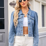 Washed Slim-Fit Tie-Front Denim Jacket