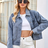 Spring Loose Punk Studded Denim Jacket