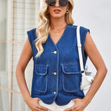 Spring-Summer Sleeveless Denim Vest Top