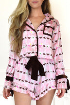 Tie Front Cotton Peplum Blouse Shorts