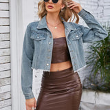 Slim-Fit Washed Denim Long-Sleeve Jacket