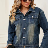 Washed Denim Long-Sleeve Jacket