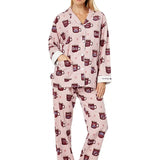 Heart & Coffee Cup Print Pajama Set