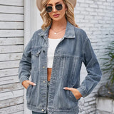 Oversized Mid-Length Casual Denim Jacket