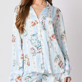 Tea Party Print Bow Tie Pajama Set