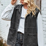 Trendy Loose-Fit Denim Vest