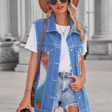 Retro Geometric Patchwork Denim Vest