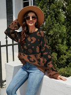 Chic Leopard Round Neck Knit Sweater