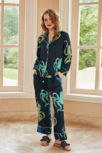 Octopus Print Long-Sleeve Pajama Loungewear Set