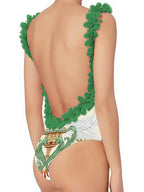 Appliqué Backless Sexy Swimsuit Set