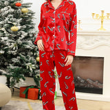 Christmas Candy Pattern Pajama Set