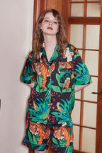 Tiger and Monkey Print Ice-Sleeve Loungewear Set