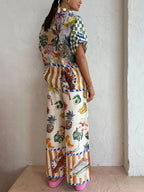 Artistic Colorful Fruit Print Casual Two-Piece Set
