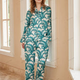 Mimosa Pattern Ice Silk Long Sleeve Casual Wear Set