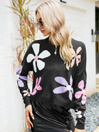 Sweet Floral Loose Crewneck Sweater