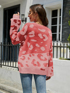 Chic Leopard Round Neck Knit Sweater