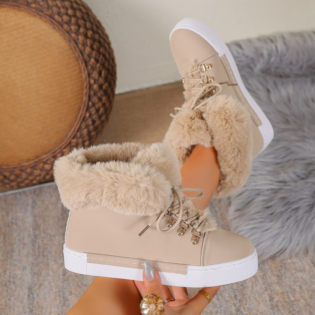 Everest Elite Winter Boots – Faux Fur Lined Platform Lace-Up Snow Boots