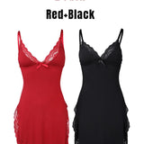 Women's Sexy Lace Side Slit Modal Suspender Nightdress