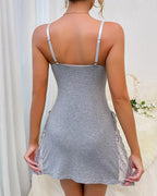 Women's Sexy Lace Side Slit Modal Suspender Nightdress