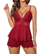 Women's Modal Lace Trim V-Neck Camisole and Shorts Pajama Set