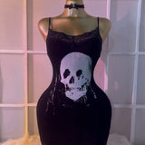 Black Skull Sexy Suspender Lace Dress