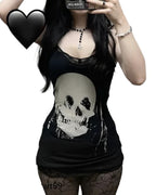 Black Skull Sexy Suspender Lace Dress