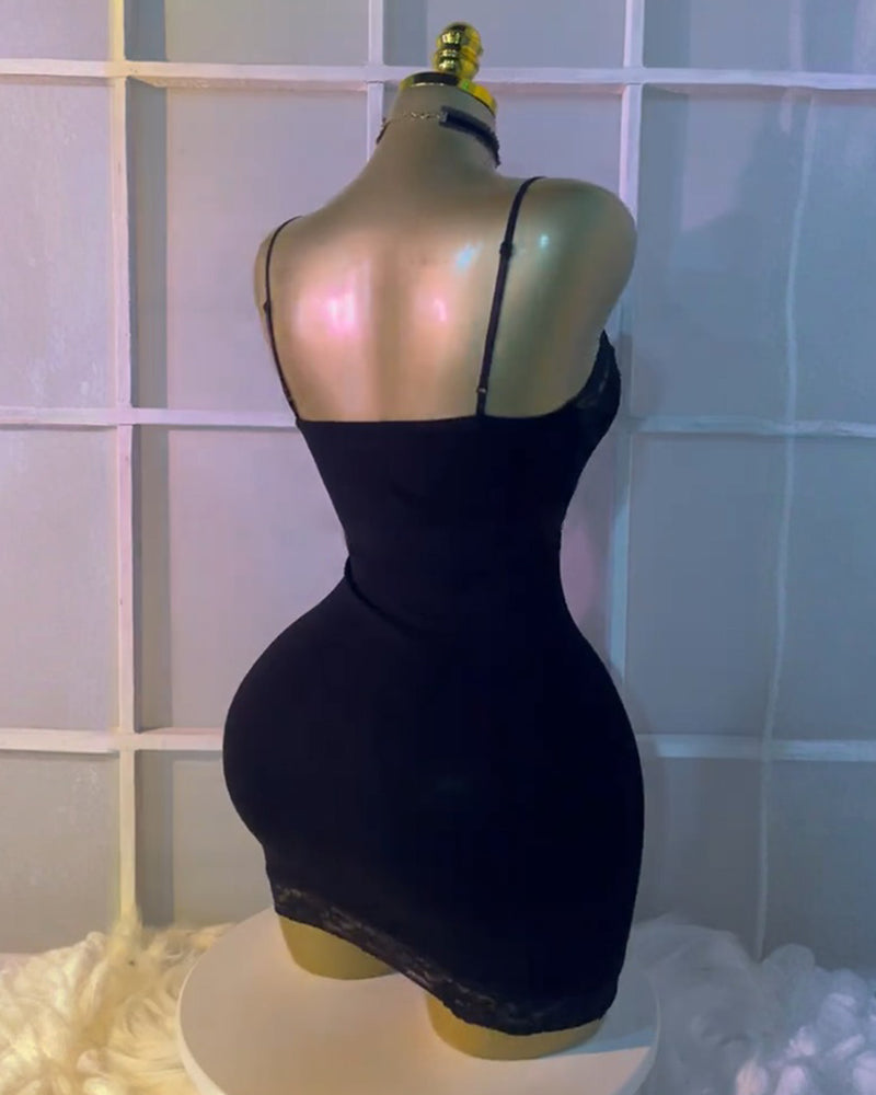 Black Skull Sexy Suspender Lace Dress