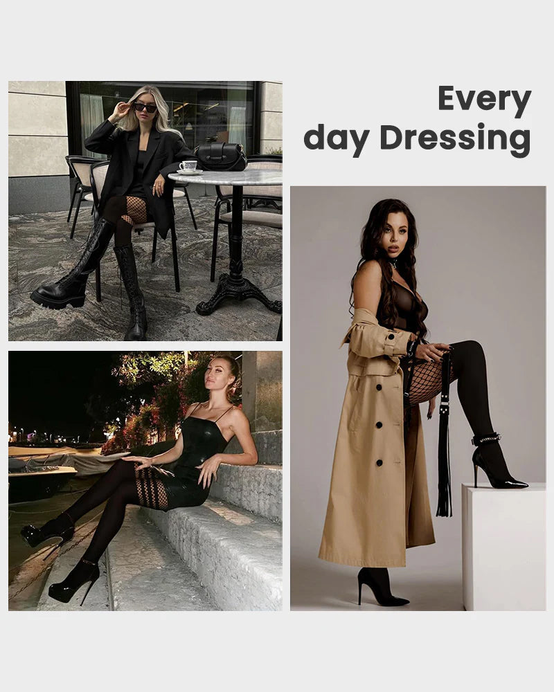 Mock Thigh High Stockings For Women Sexy Fishnet Tights Suspender Pantyhose