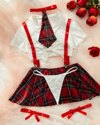 Sexy Fun Schoolgirl Role Play 4 Piece Lingerie Set