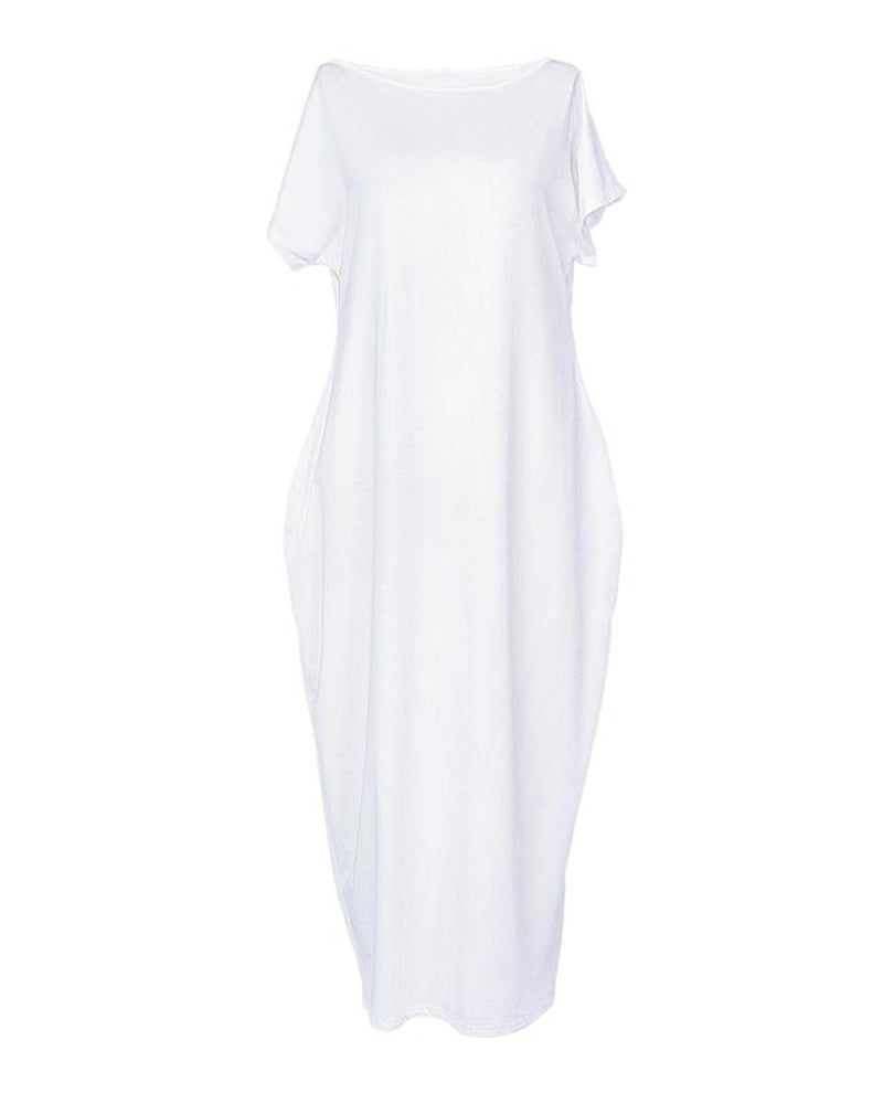 Women's Solid Color Bat Sleeve Casual Comfortable Short Sleeve Dress