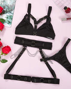 Sexy Metal Chain Binding Waist Seal Leg Ring Adjustment Three-Piece Set