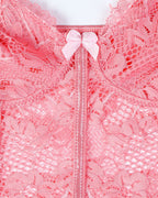 Sexy Lace See-Through Heart Print Camisole Nightdress and Thong Set