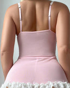 Sexy See-Through Lace Seductive Dress With Fishnet Stockings Set