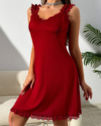 Sexy V-Back Butterfly Design High-Slit Lace Nightdress