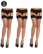 3-Pack Sexy Diamond Lace Stockings