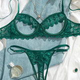 Women's Sexy Lace Mesh Hollow Underwear Set