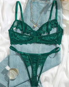 Women's Sexy Lace Mesh Hollow Underwear Set